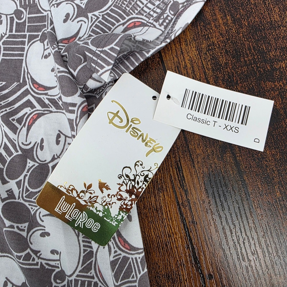 LuLaRoe Disney Classic T Shirt Womens XXS Grey Mickey Mouse Graphic Scoop Neck - Picture 4 of 6